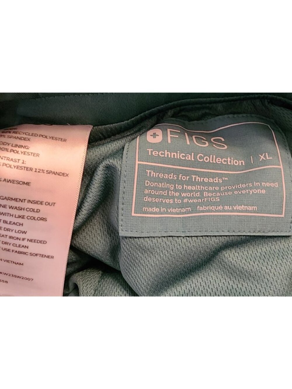 Figs High Waisted Yola Fionlite Scrub Pants Green XL Cargo Pockets zip string - Picture 8 of 9